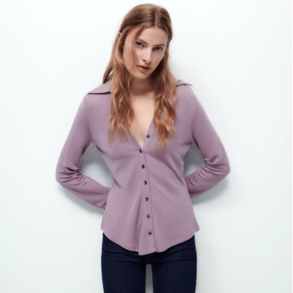 NWT Zara Fitted Knit Blouse